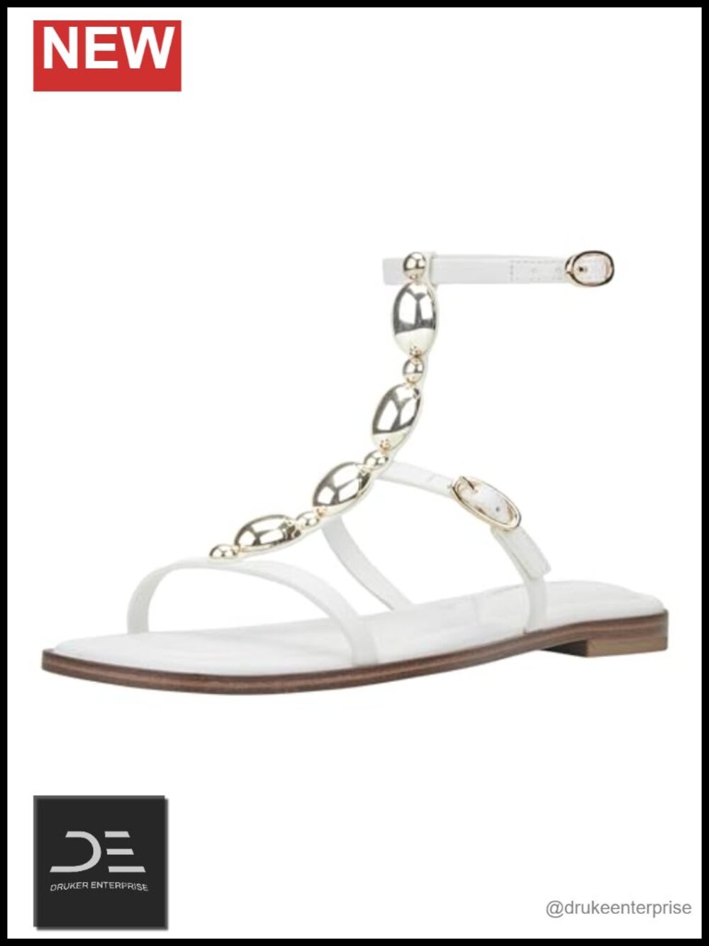 Marc Fisher Folai Faux Leather Square Toe Ankle Strap Sandals